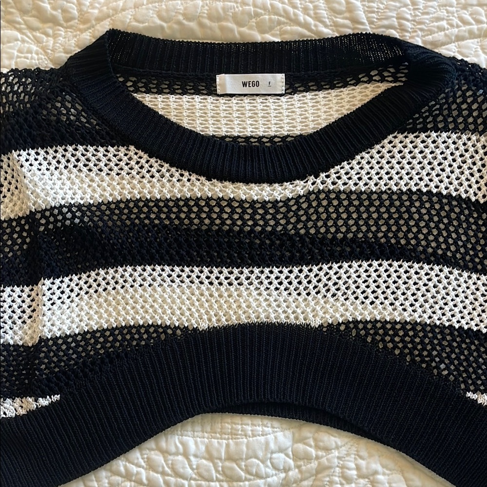 EGO Mesh Knit Black and White Sweater
